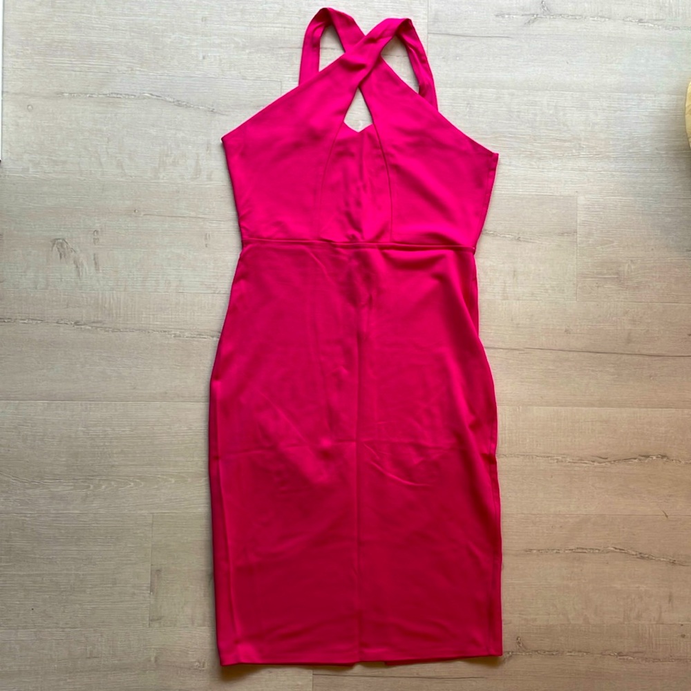 Pink cut out midi dress